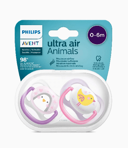 AVENT SUCETTES ORTHO 0-6 GIRL PENG-BIRD