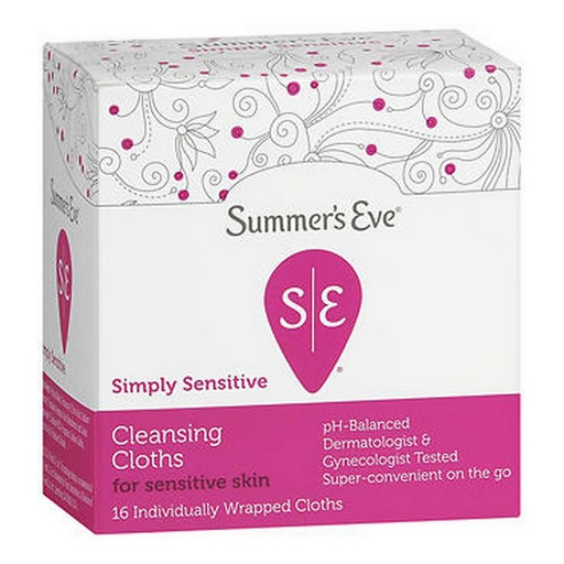 SUMMER'S EVE SIMPLY SENSITIVE CLEANSING CLOTHS 16UNITES